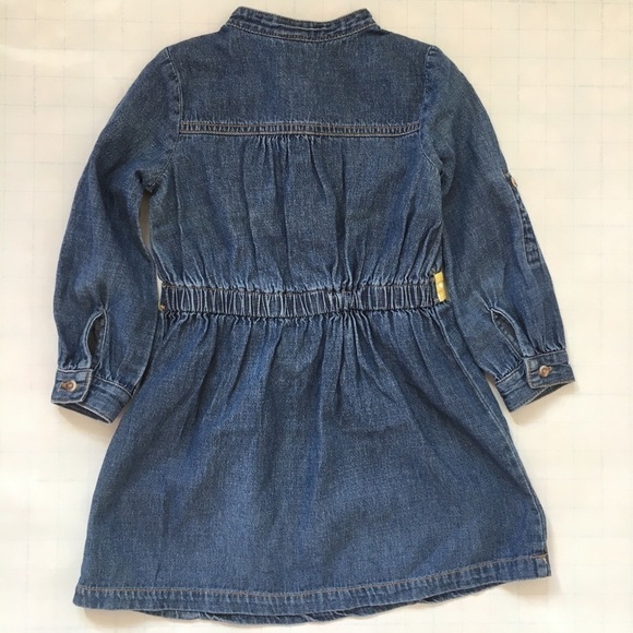Carter's Toddler Girl's All Cotton Denim Blue Long Sleeves Half Button Up Dress - Picture 2 of 14